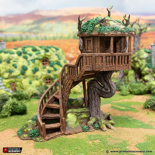 Halfling Tree House - Rise of the Halflings - Printable Scenery - Terrain, Wargaming, D&D, DnD