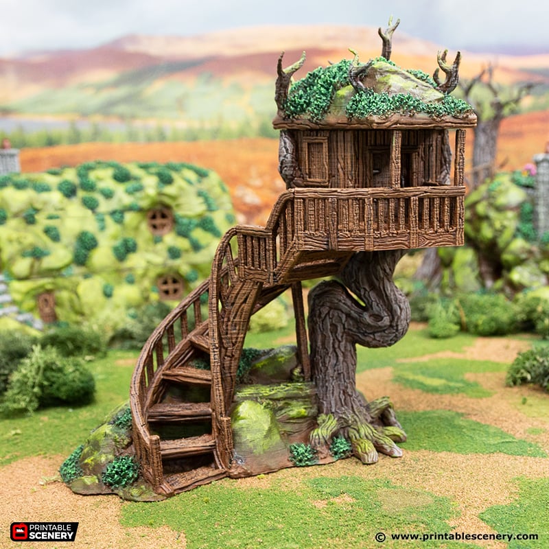 Halfling Tree House - Rise of the Halflings - Printable Scenery - Terrain, Wargaming, D&D, DnD