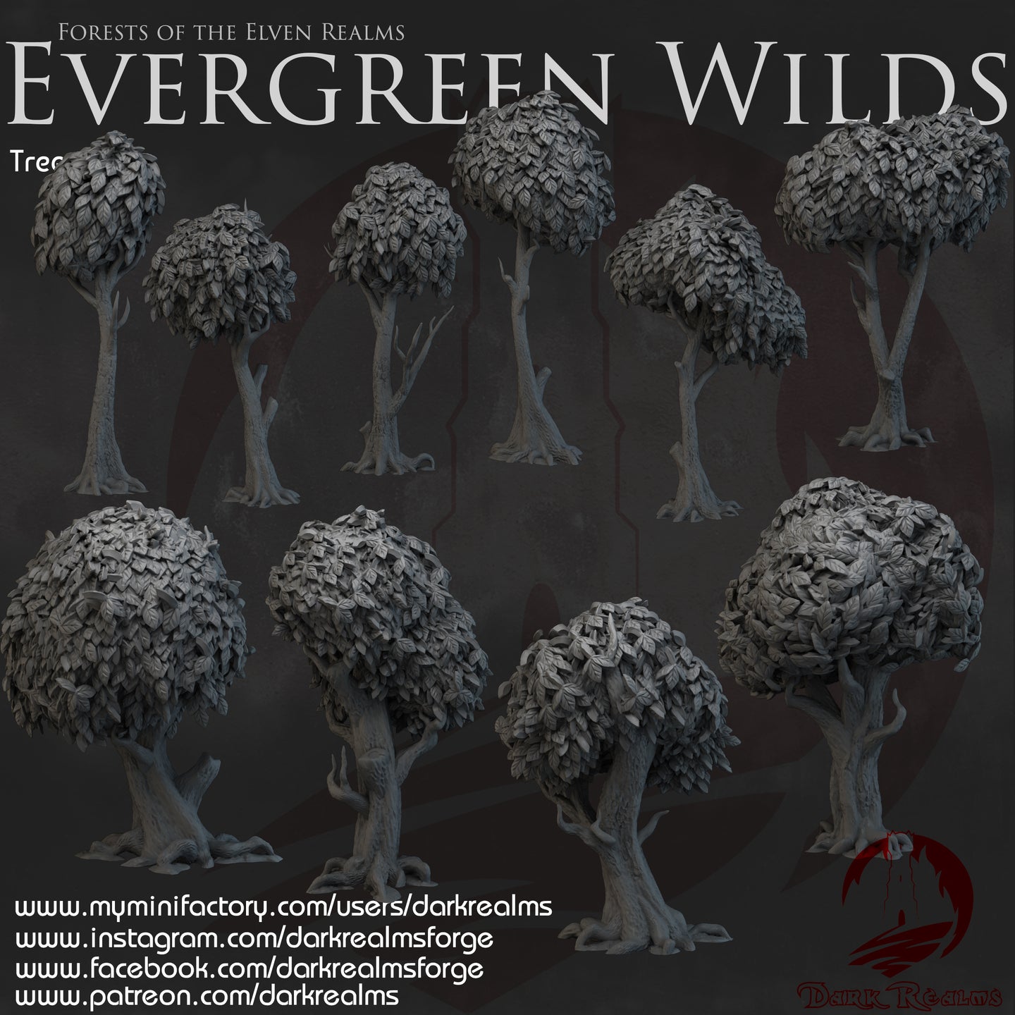 Trees (Foliage) - Evergreen Wilds - Dark Realms Terrain Wargaming D&D DnD