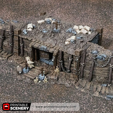 Load image into Gallery viewer, Wooden Dugout - Trench Tombs - Darkness &amp; Desolation - Printable Scenery - SystemHEX Terrain D&amp;D DnD