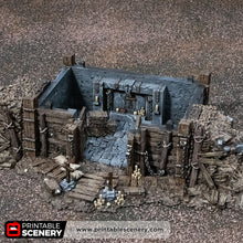 Load image into Gallery viewer, Wooden Dugout - Trench Tombs - Darkness &amp; Desolation - Printable Scenery - SystemHEX Terrain D&amp;D DnD