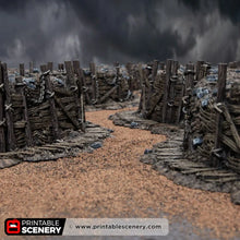 Load image into Gallery viewer, Trench Forts - Darkness &amp; Desolation - Trench Tombs - Printable Scenery - Wargaming Terrain