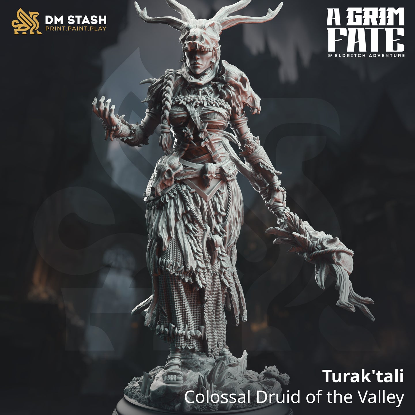 Turak'tali Colossal Druid of the Valley - A Grim Fate  - DM Stash - Wargaming D&D DnD, 28mm, 32mm, 40mm, 54mm, 75mm, 100mm, 125mm