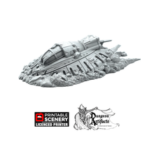 Load image into Gallery viewer, UFO Crash - Brave New Worlds - Printable Scenery New Eden Sanctuary-17 Terrain Scatter D&amp;D DnD