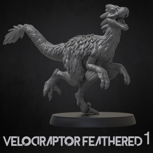 Velociraptor With Feathers - Dinosaurs Set 4 - 3D IP Studios - Terrain Wargaming D&D DnD 28mm 32mm 40mm 54mm 75mm 100mm