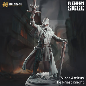 Vicar Atticus - The Priest Knight - A Grim Siege - DM Stash - Terrain Wargaming D&D DnD 32mm 40mm 54mm 75mm