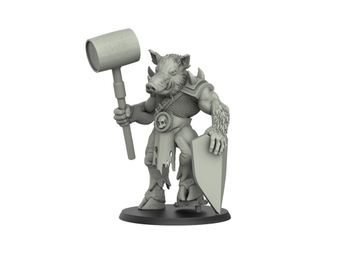 Wild Boar Man - Fantastic Creatures Set - 3D IP Studios - Terrain Wargaming D&D DnD 28mm 32mm 40mm 54mm 75mm 100mm 125mm