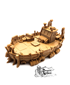 Wasteland River Tug Boat - Beyond the Badlands - EC3D - Wasteland Terrain Wargaming D&D DnD 15mm 20mm 25mm 28mm 32mm 40mm