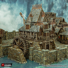 Load image into Gallery viewer, City Watermill - Cities of Ramshackle and Ruin - Printable Scenery - Terrain, Wargaming, D&amp;D, DnD