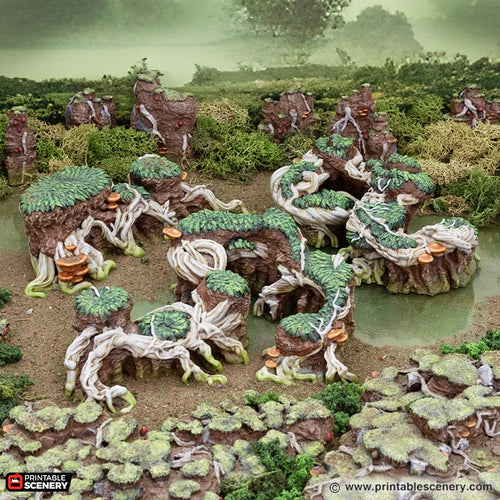 Wild Roots - The Gloaming Swamps - Printable Scenery Terrain Wargaming D&D DnD 10mm 15mm 20mm 28mm 32mm 40mm 54mm