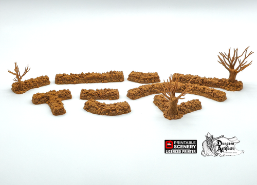 Winter Bocage - King and Country - Printable Scenery Terrain Wargaming D&D DnD 10mm 15mm 20mm 25mm 28mm 32mm 40mm 54mm Painted options