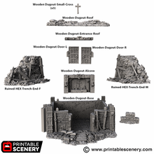 Load image into Gallery viewer, Wooden Dugout - Trench Tombs - Darkness &amp; Desolation - Printable Scenery - SystemHEX Terrain D&amp;D DnD