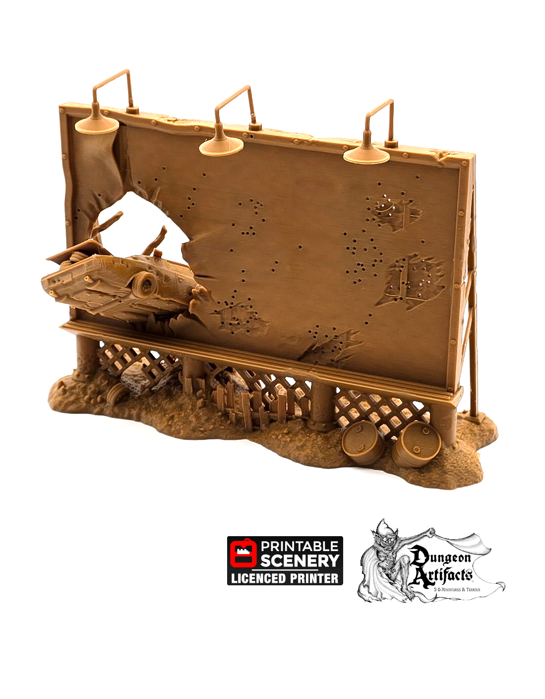 Wrecked Billboard - Brave New Worlds - Printable Scenery Wasteworld Gaslands D&D DnD