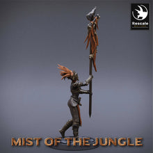 Load image into Gallery viewer, Amazon Light Soldier With Banner - Mist of the Jungle - Rescale Miniatures - Wargaming D&amp;D DnD