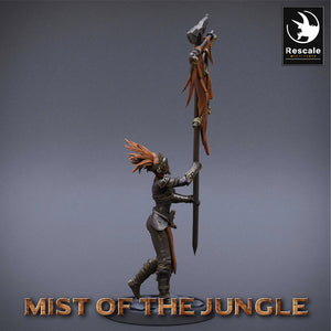 Amazon Light Soldier With Banner - Mist of the Jungle - Rescale Miniatures - Wargaming D&D DnD