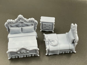 Bedroom Furniture - Trifolium Estate - Antigone Miniatures - Wargaming D&D DnD, 28mm, 32mm, 40mm, 54mm, 75mm, 100mm, 125mm