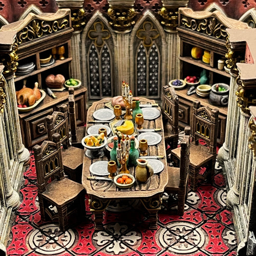 Dining Room - Trifolium Estate - Antigone Miniatures - Wargaming D&D DnD, 28mm, 32mm, 40mm, 54mm, 75mm