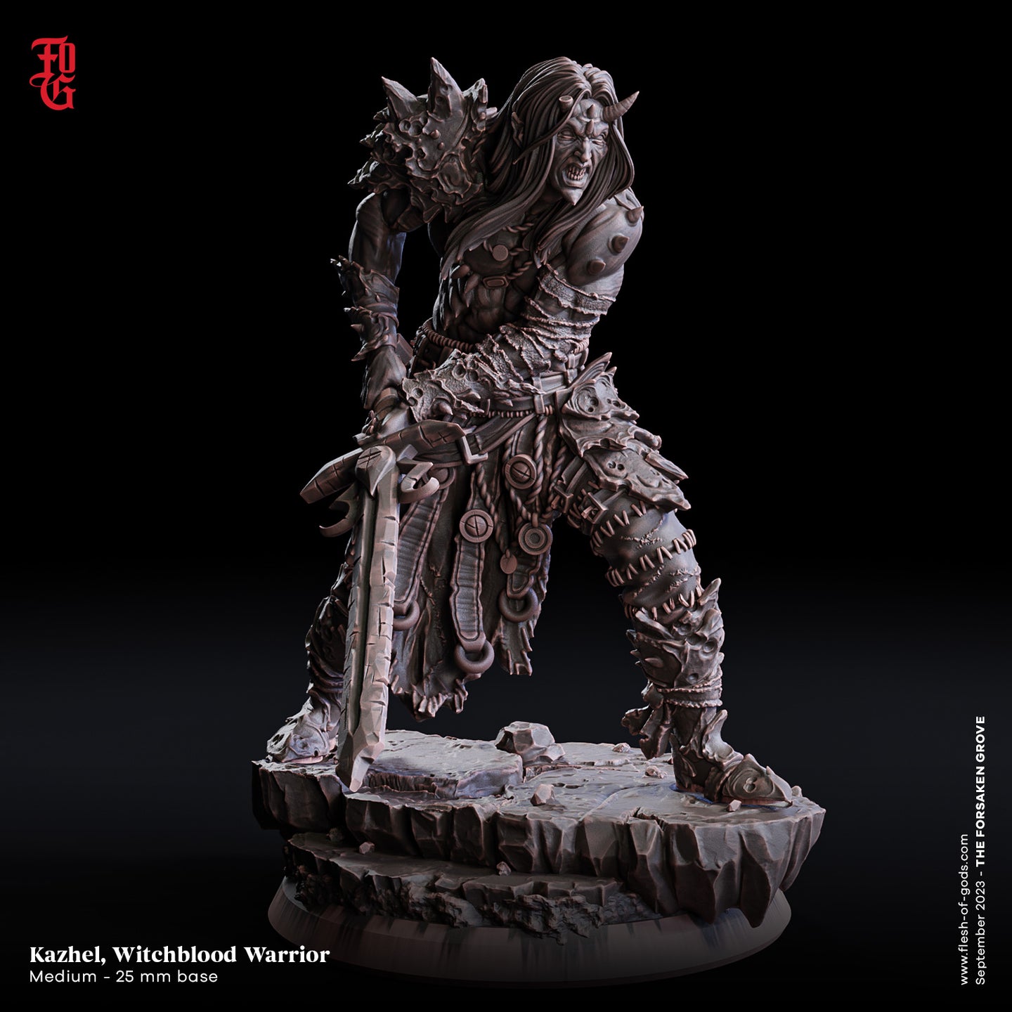 Kazhel, Witchblood Warrior - The Forsaken Grove - Flesh of Gods - Wargaming D&D DnD