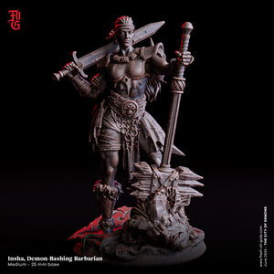 Insha, Demon-Bashing Barbarian - The City of Demons - Flesh of the Gods - Wargaming D&D DnD