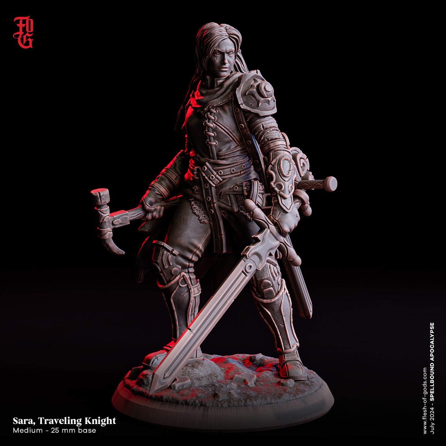 Sara, Traveling Knight - Spellbound Apocalypse - Flesh of the Gods - Wargaming D&D DnD
