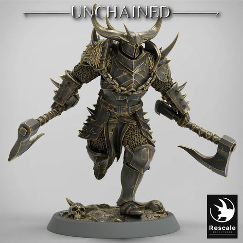 Olaf's Light Soldier with Dual Axes - Run - Unchained - Rescale Miniatures - Wargaming D&D DnD