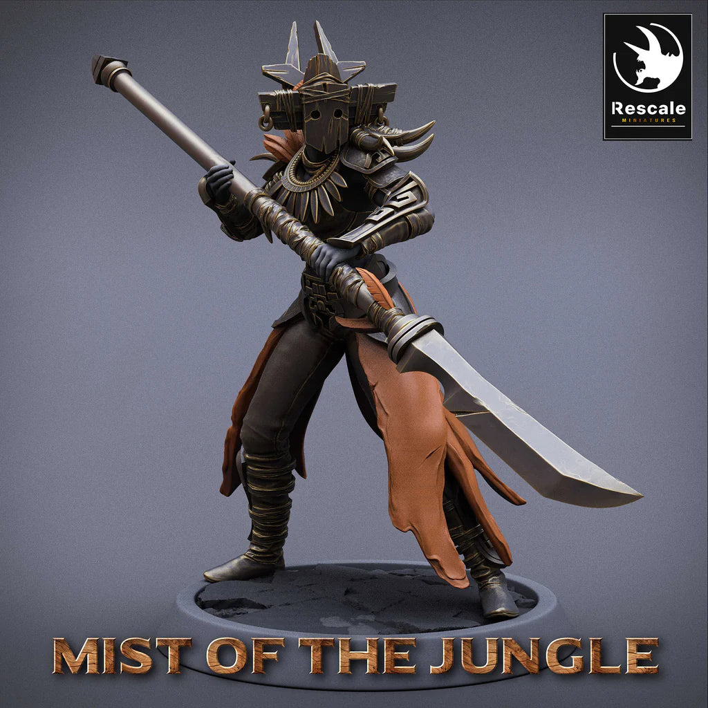 Amazon Light Soldier With Spear - Stance - Mist of the Jungle - Rescale Miniatures - Wargaming D&D DnD