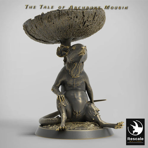 Mouse Sitting Under Mushroom - The Tale of Archduke Mousin - Rescale Miniatures - Wargaming D&D DnD