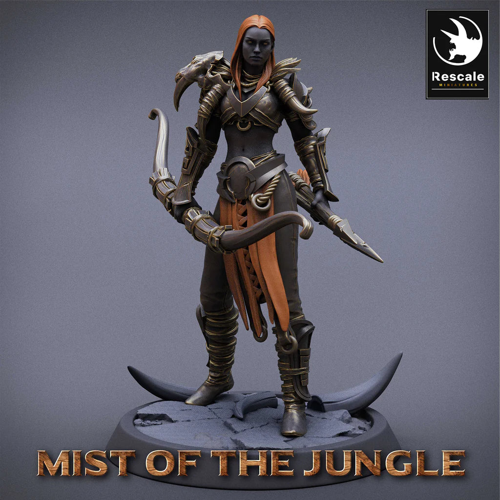 Amazon Light Soldier With Bow - Chief - Mist of the Jungle - Rescale Miniatures - Wargaming D&D DnD
