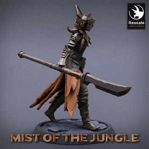 Amazon Light Soldier With Spear - Walk - Mist of the Jungle - Rescale Miniatures - Wargaming D&D DnD
