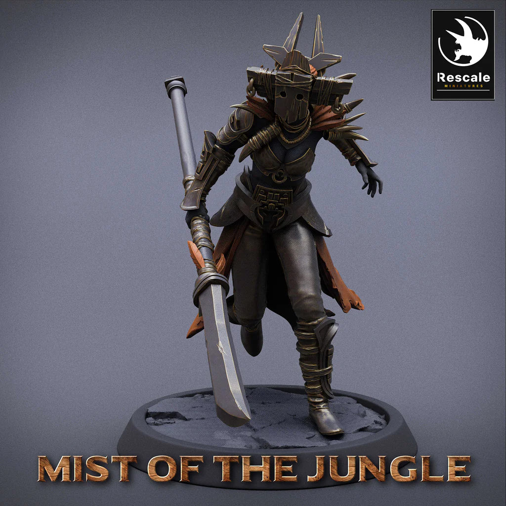 Amazon Light Soldier With Spear - Run - Mist of the Jungle - Rescale Miniatures - Wargaming D&D DnD