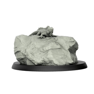 Iguana With Rock - Reptiles - 3D IP Studios - Terrain Wargaming D&D DnD 28mm 32mm 40mm 54mm 75mm 100mm 125mm