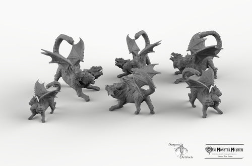 Chimera Cubs - Young Chimera Mini Monster Mayhem Wargaming Miniatures Games D&D DnD Pathfinder SW Legion Warhammer