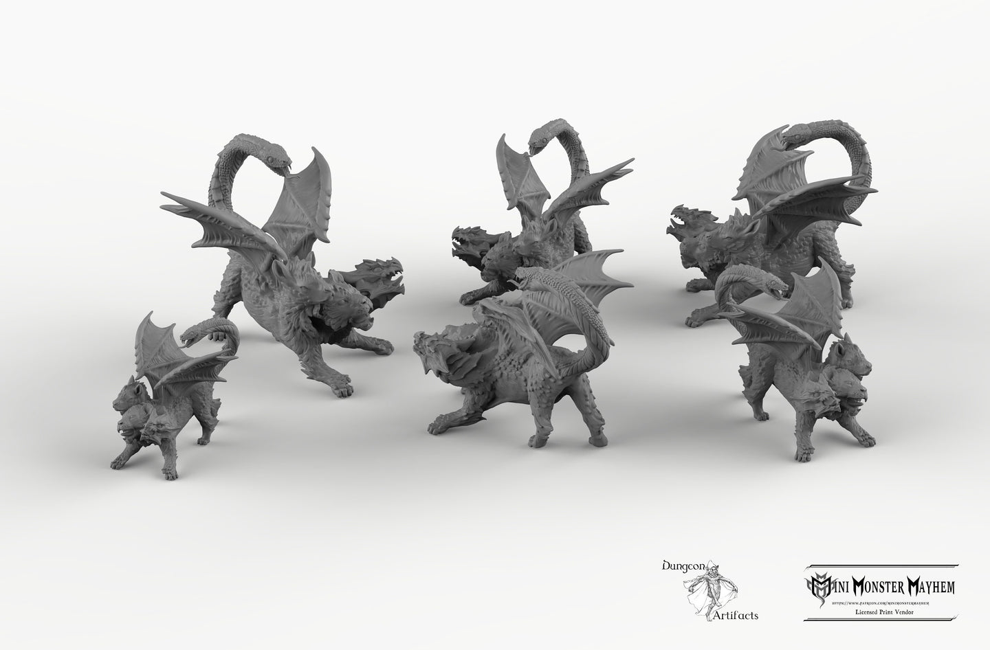 Chimera Cubs - Young Chimera Mini Monster Mayhem Wargaming Miniatures Games D&D DnD Pathfinder SW Legion Warhammer