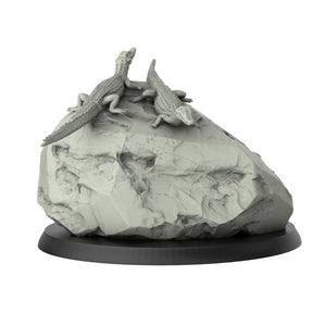 Paleosuchus With Rock - Reptiles - 3D IP Studios - Terrain Wargaming D&D DnD 28mm 32mm 40mm 54mm 75mm 100mm 125mm