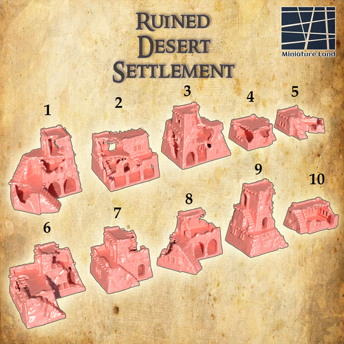 Ruined Desert Settlement - Miniatureland Terrain Wargaming D&D DnD