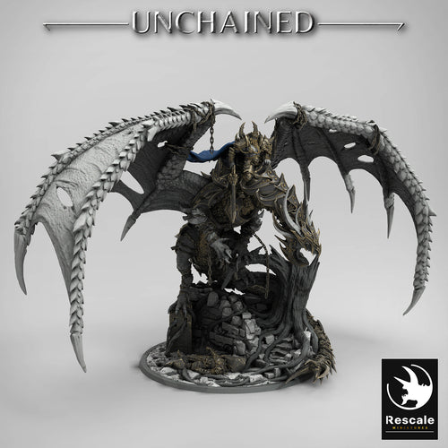 King Olaf Mounted on Armored Unchained Dragon - Unchained - Rescale Miniatures - Wargaming D&D DnD