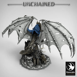 King Olaf Mounted on Armored Unchained Dragon - Unchained - Rescale Miniatures - Wargaming D&D DnD