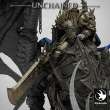 Load image into Gallery viewer, King Olaf Mounted on Armored Unchained Dragon - Unchained - Rescale Miniatures - Wargaming D&amp;D DnD