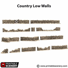 Load image into Gallery viewer, Country Low Walls - King and Country - Printable Scenery Terrain Wargaming D&amp;D DnD