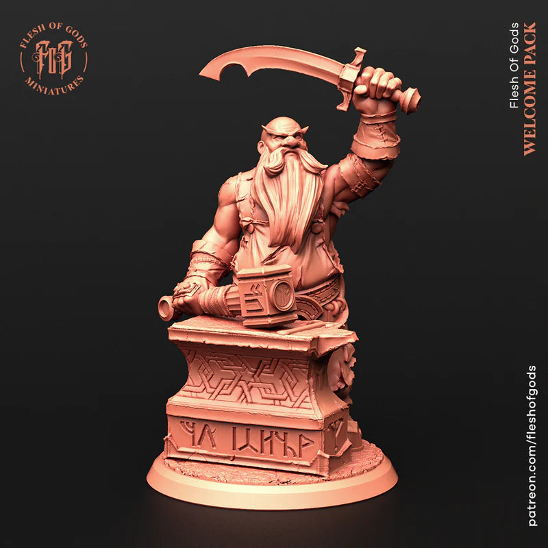 Jakir Redsword, the Blacksmith - Welcome Pack - Flesh of Gods Wargaming D&D DnD