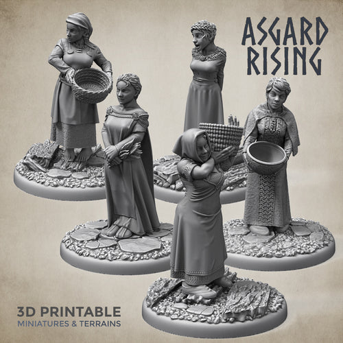 Villager Female Townsfolk Set - Asgard Rising Miniatures - Wargaming D&D DnD
