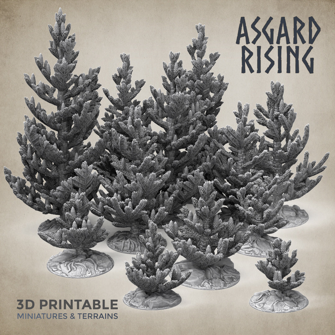 Forest Young Conifers Set - Asgard Rising Miniatures - Wargaming D&D DnD