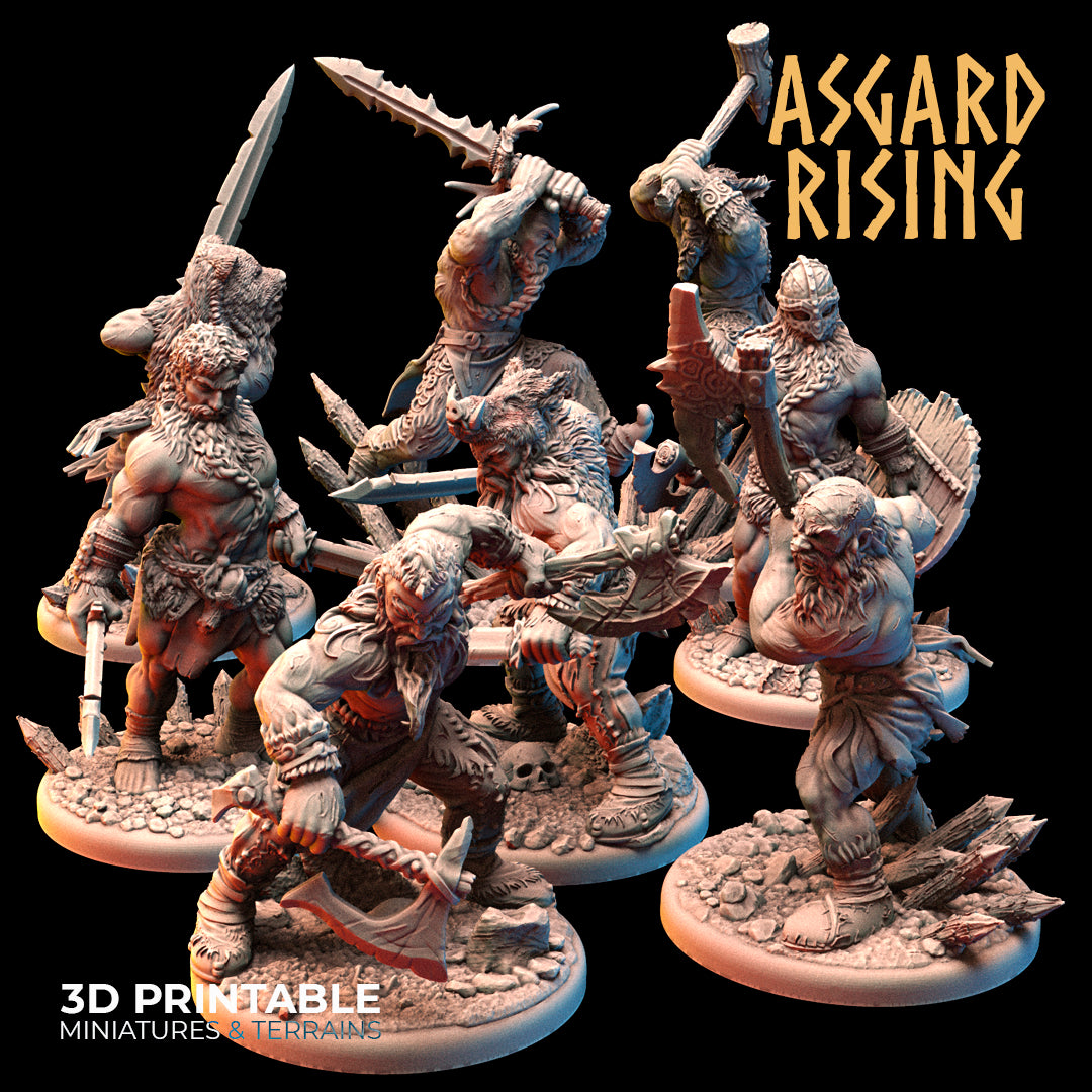 Berserker Warband Set - Asgard Rising Miniatures - Wargaming D&D DnD
