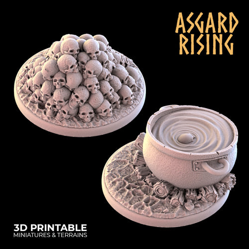 Cannibals Camp Round Base Set - Asgard Rising Miniatures - Wargaming D&D DnD