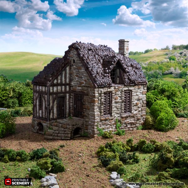 Barlyway Cottage - King and Country - Printable Scenery Terrain Wargaming D&D DnD 10mm 15mm 20mm 25mm 28mm 32mm 40mm 54mm Painted options
