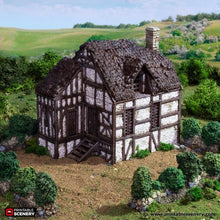 Load image into Gallery viewer, Wattle and Daub Barlyway Cottage - King and Country - Printable Scenery Terrain Wargaming D&amp;D DnD 10mm 15mm 20mm 25mm 28mm 32mm 40mm 54mm Painted options