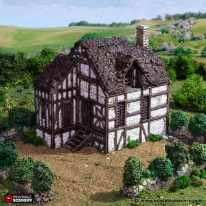 Wattle and Daub Barlyway Cottage - King and Country - Printable Scenery Terrain Wargaming D&D DnD 10mm 15mm 20mm 25mm 28mm 32mm 40mm 54mm Painted options