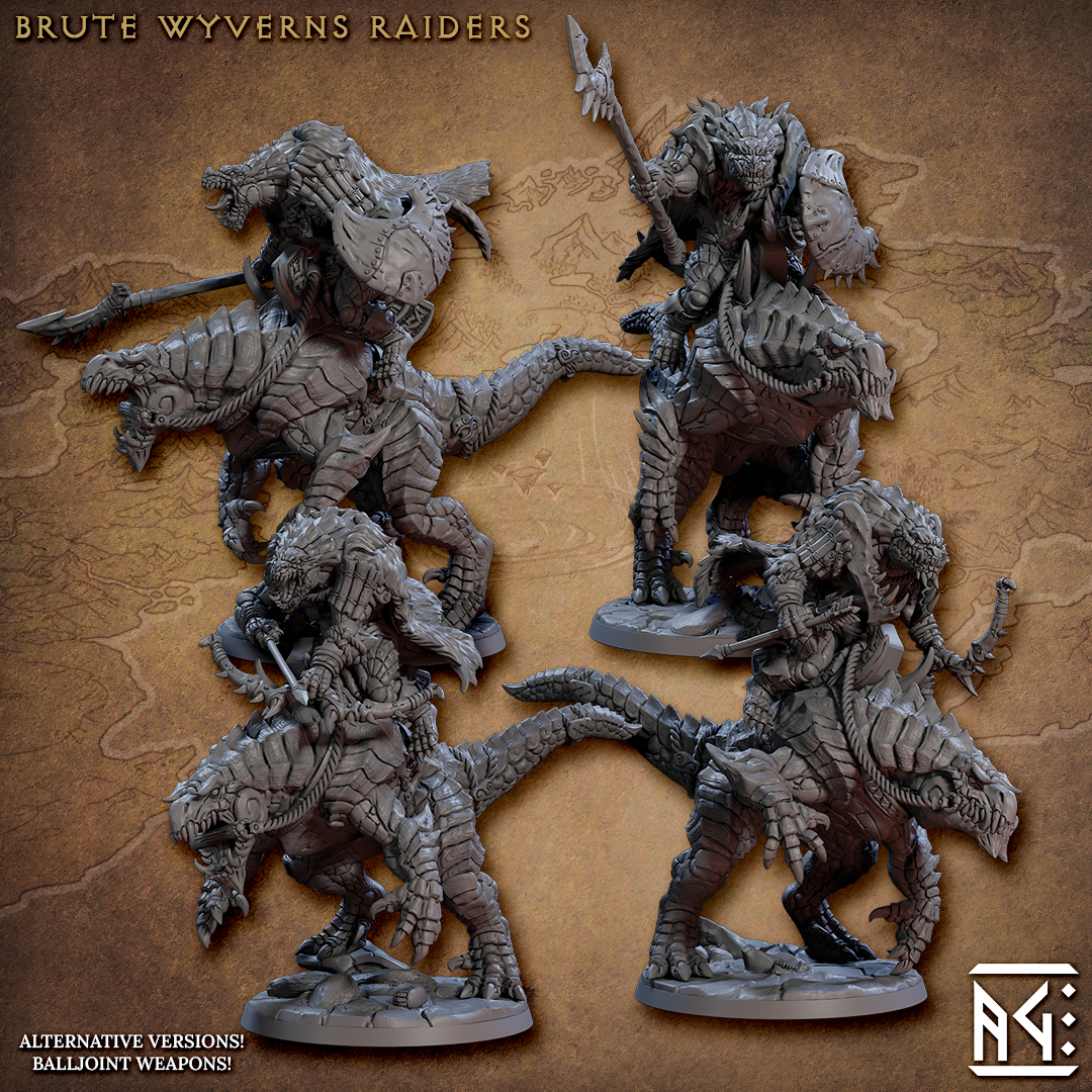Brute Wyvern Raiders - Frostheart Lizardmen - Artisan Guild Minis Wargaming D&D DnD