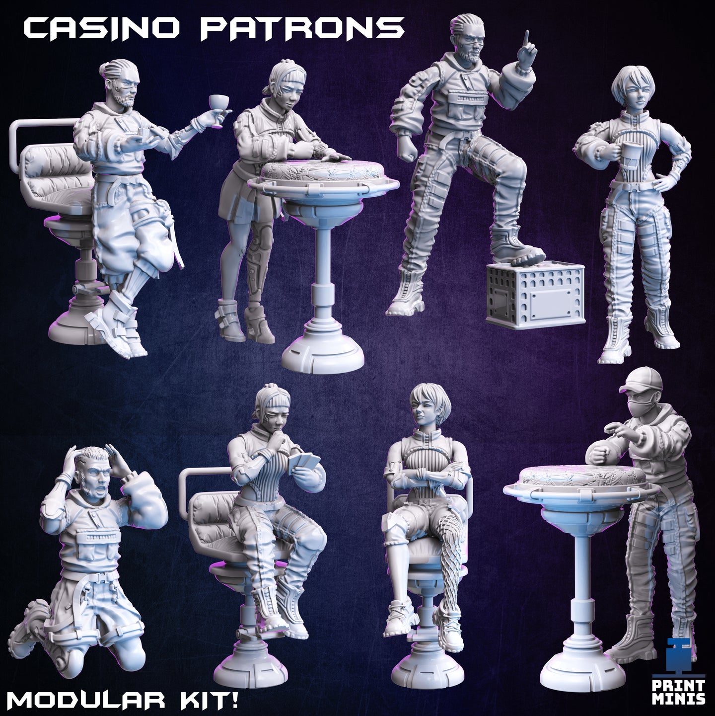 Broken Chip Casino Patrons Set - Broken Chip Casino - Print Minis - Wargaming D&D DnD