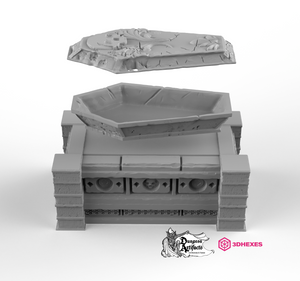 Catacombs Sarcophagus on Dais - 3DHexes Wargaming Terrain D&D DnD